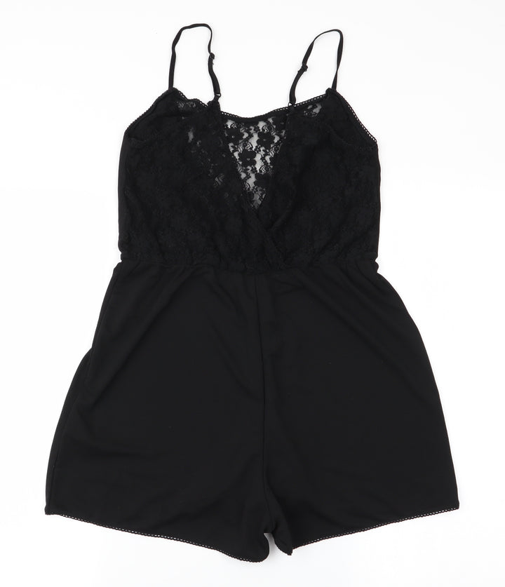 H&M Womens Black Floral   One Piece   - Teddy