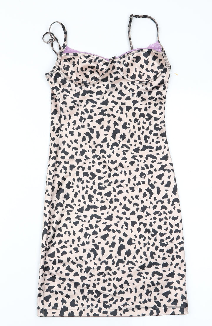Motel Womens Beige Animal Print Bodycon Size XS