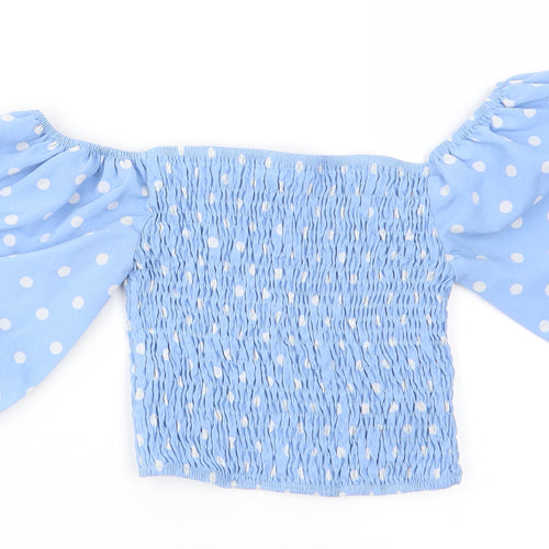 Missim Womens Blue Polka Dot  Basic Blouse Size 6  - Elasticated Bodice