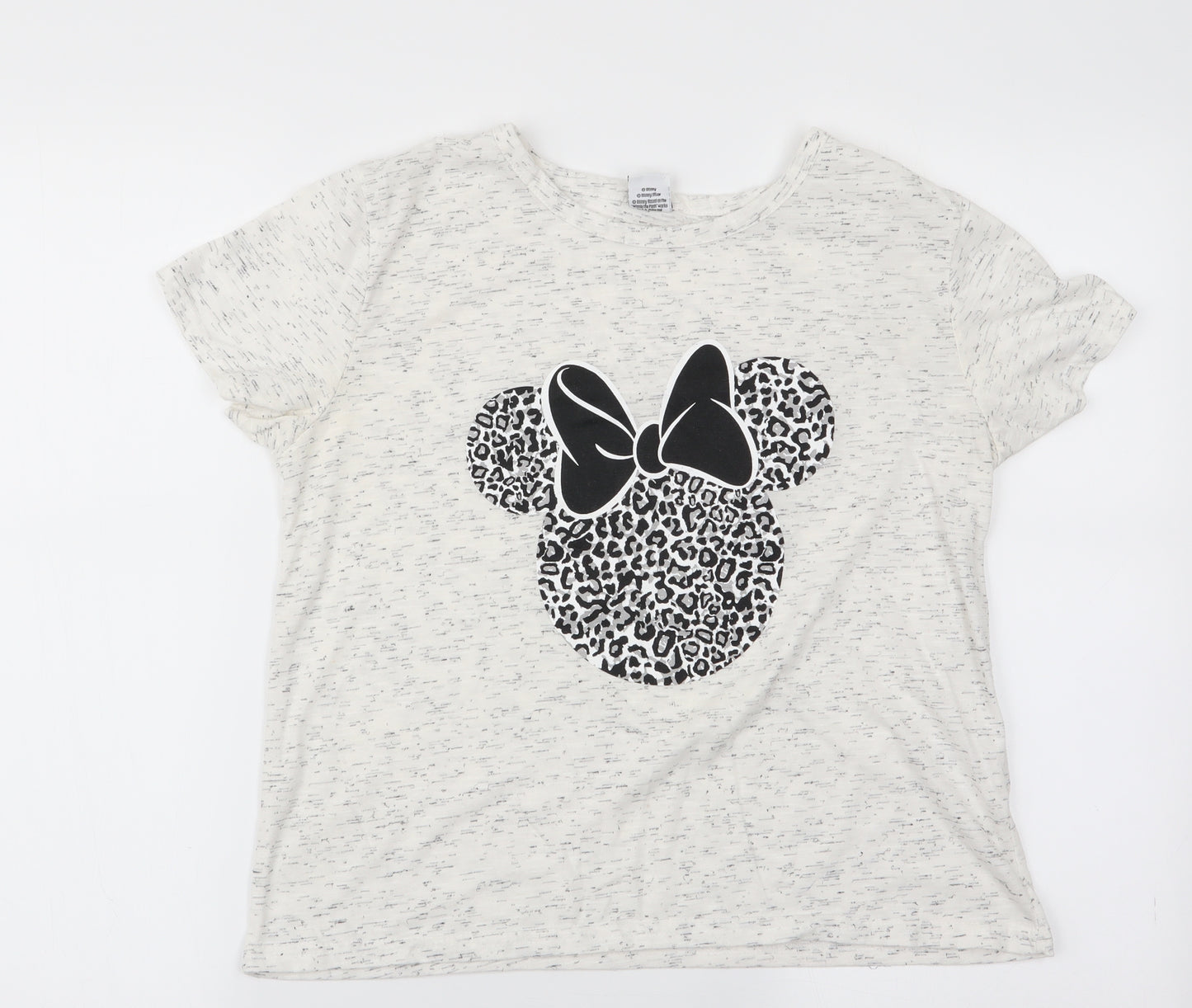Disney at Atmosphere Womens Ivory Animal Print  Basic T-Shirt Size 10  - Minnie Mouse