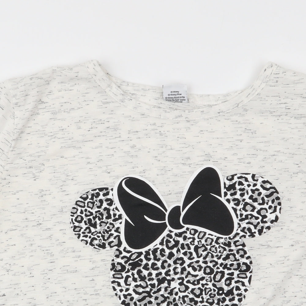 Disney at Atmosphere Womens Ivory Animal Print  Basic T-Shirt Size 10  - Minnie Mouse