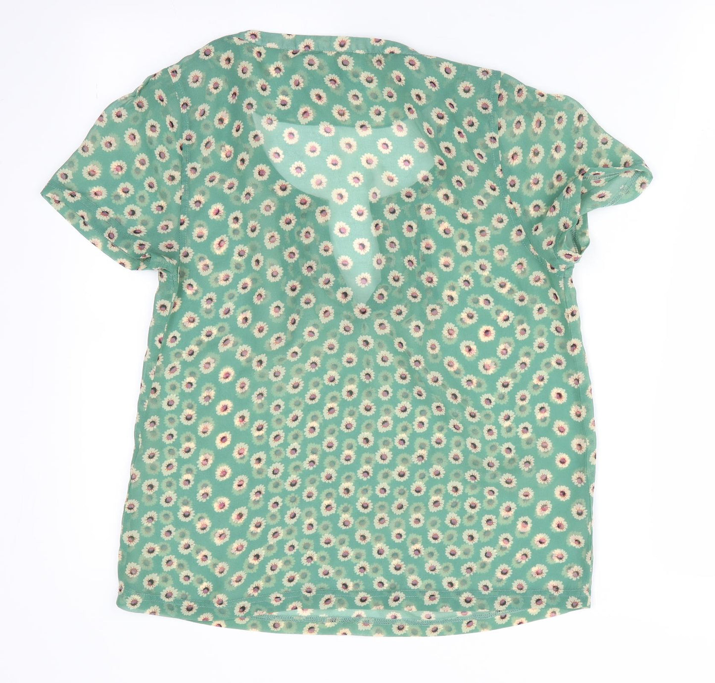 Ness Womens Green Floral  Basic Blouse Size 10