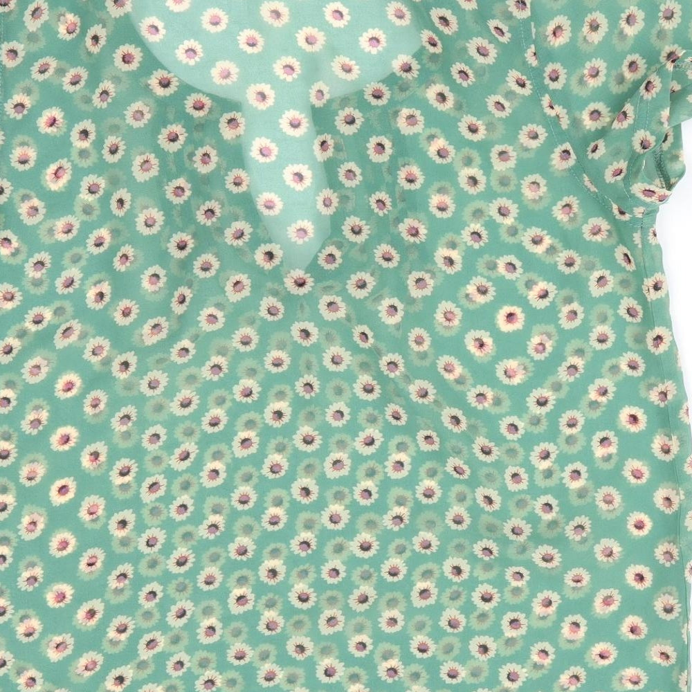Ness Womens Green Floral  Basic Blouse Size 10