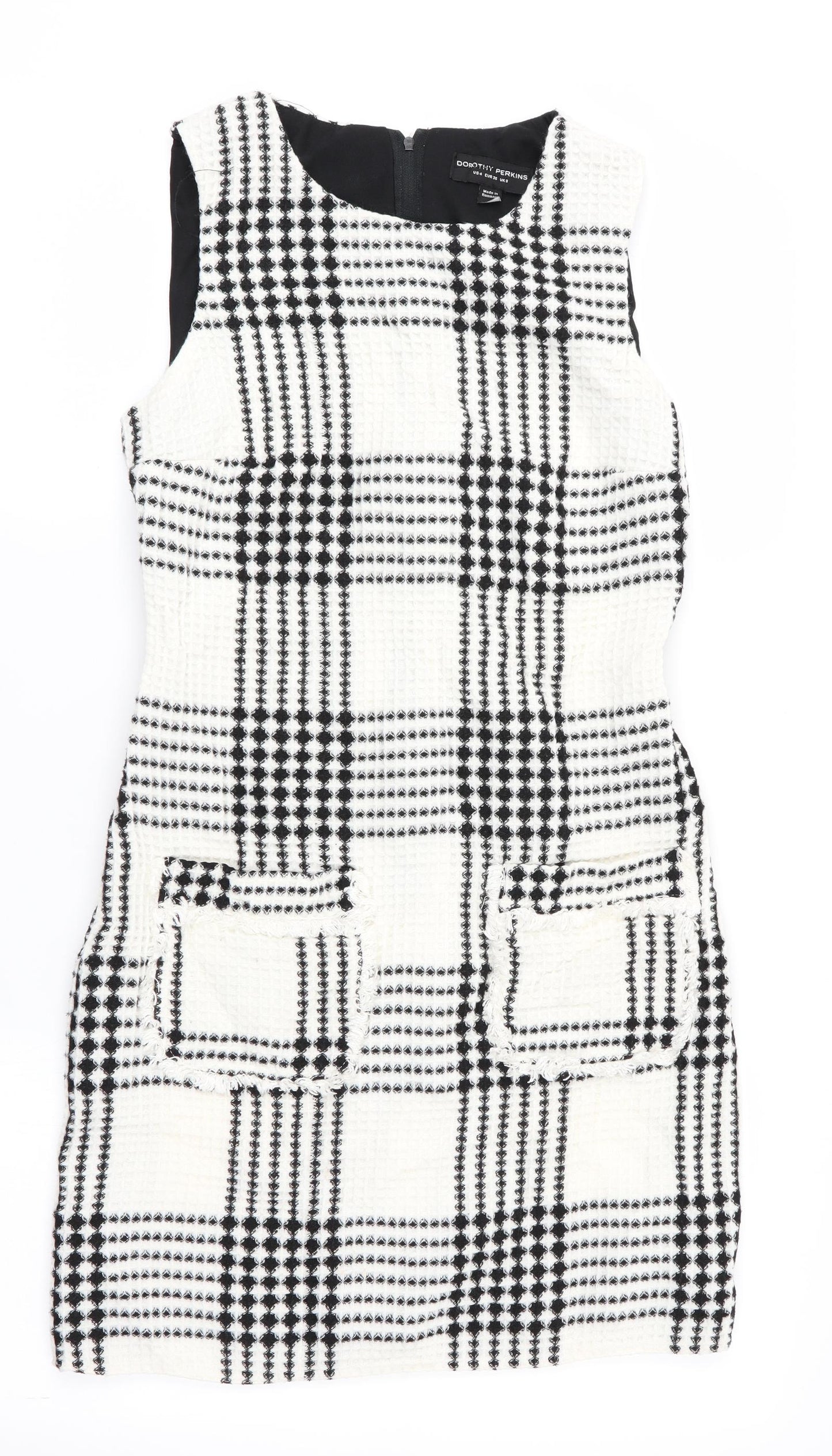 Dorothy Perkins Womens Ivory Check  Shift  Size 8