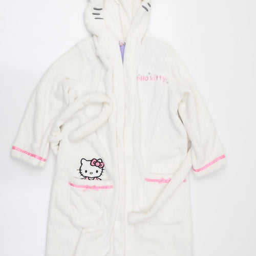 Hello Kitty Girls Ivory Animal Print   Robe Size 6-7 Years