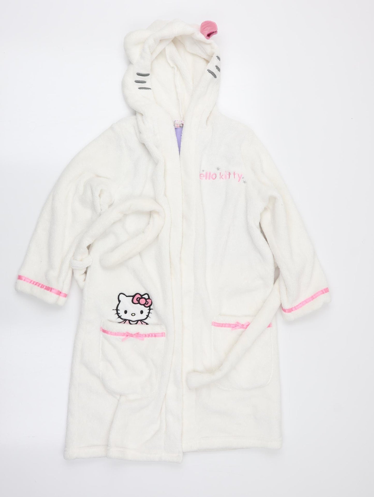 Hello Kitty Girls Ivory Animal Print   Robe Size 6-7 Years