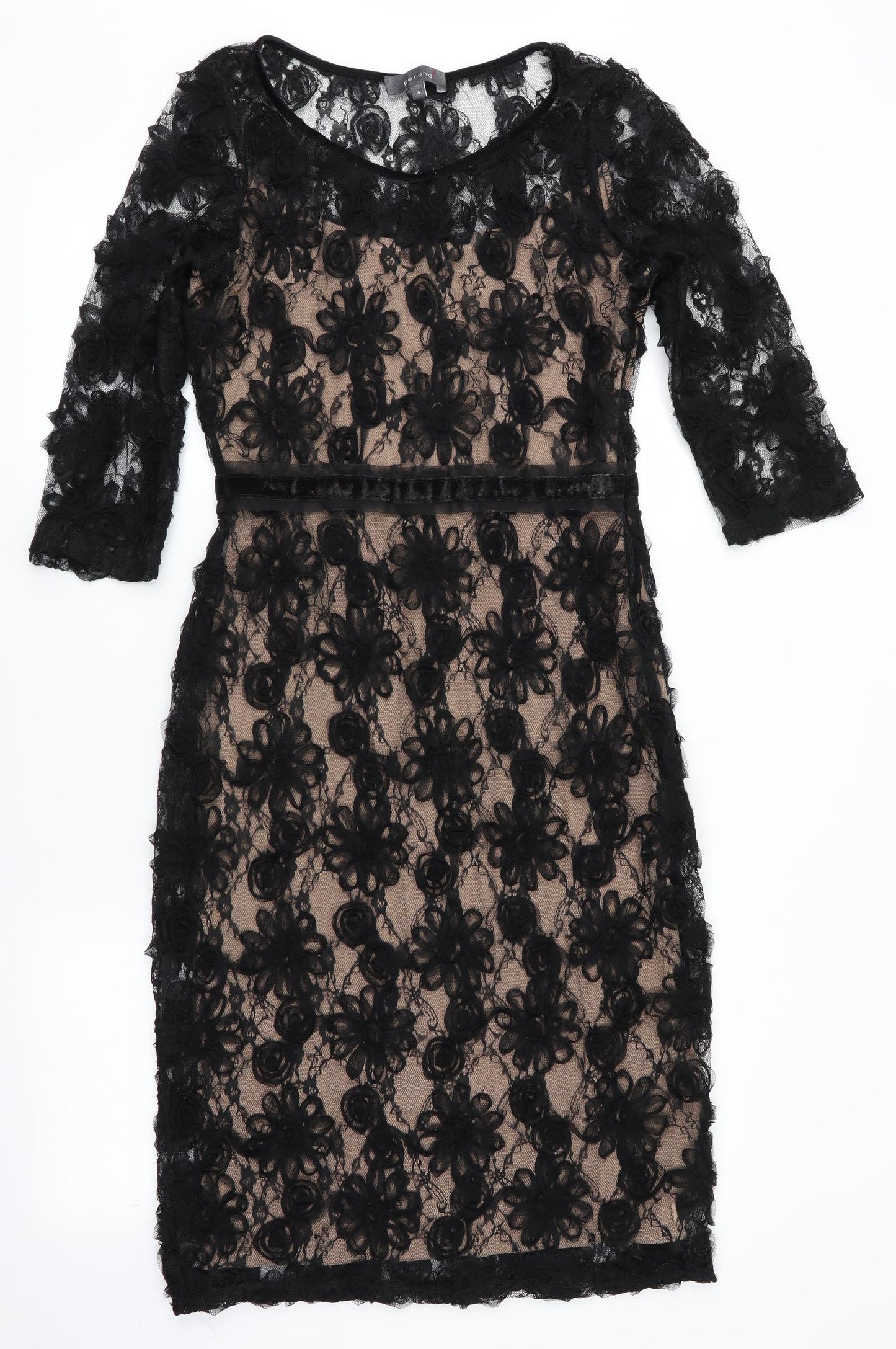 Per Una Womens Black Floral  Shift  Size 8  - Lace Overlay Dress
