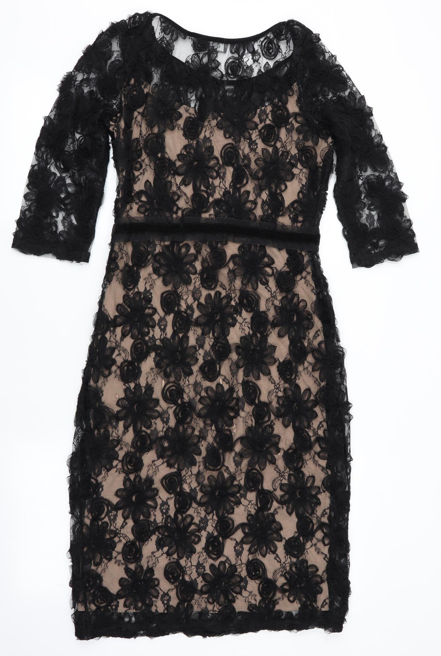 Per Una Womens Black Floral  Shift  Size 8  - Lace Overlay Dress