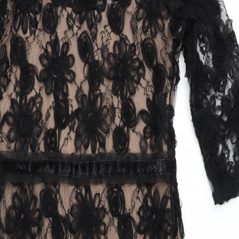Per Una Womens Black Floral  Shift  Size 8  - Lace Overlay Dress