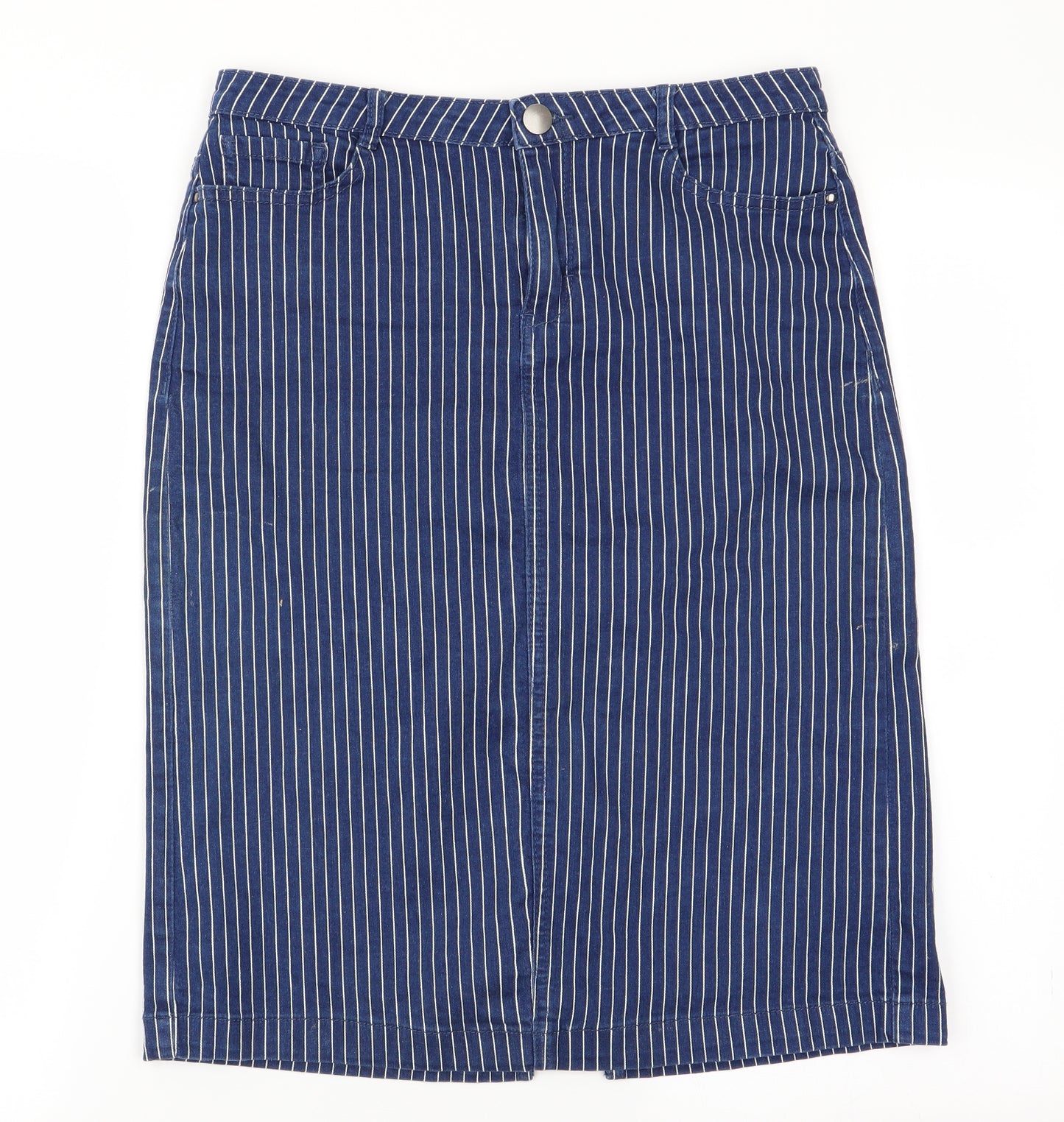 Denim by TU Womens Blue Striped  Straight & Pencil Skirt Size 10