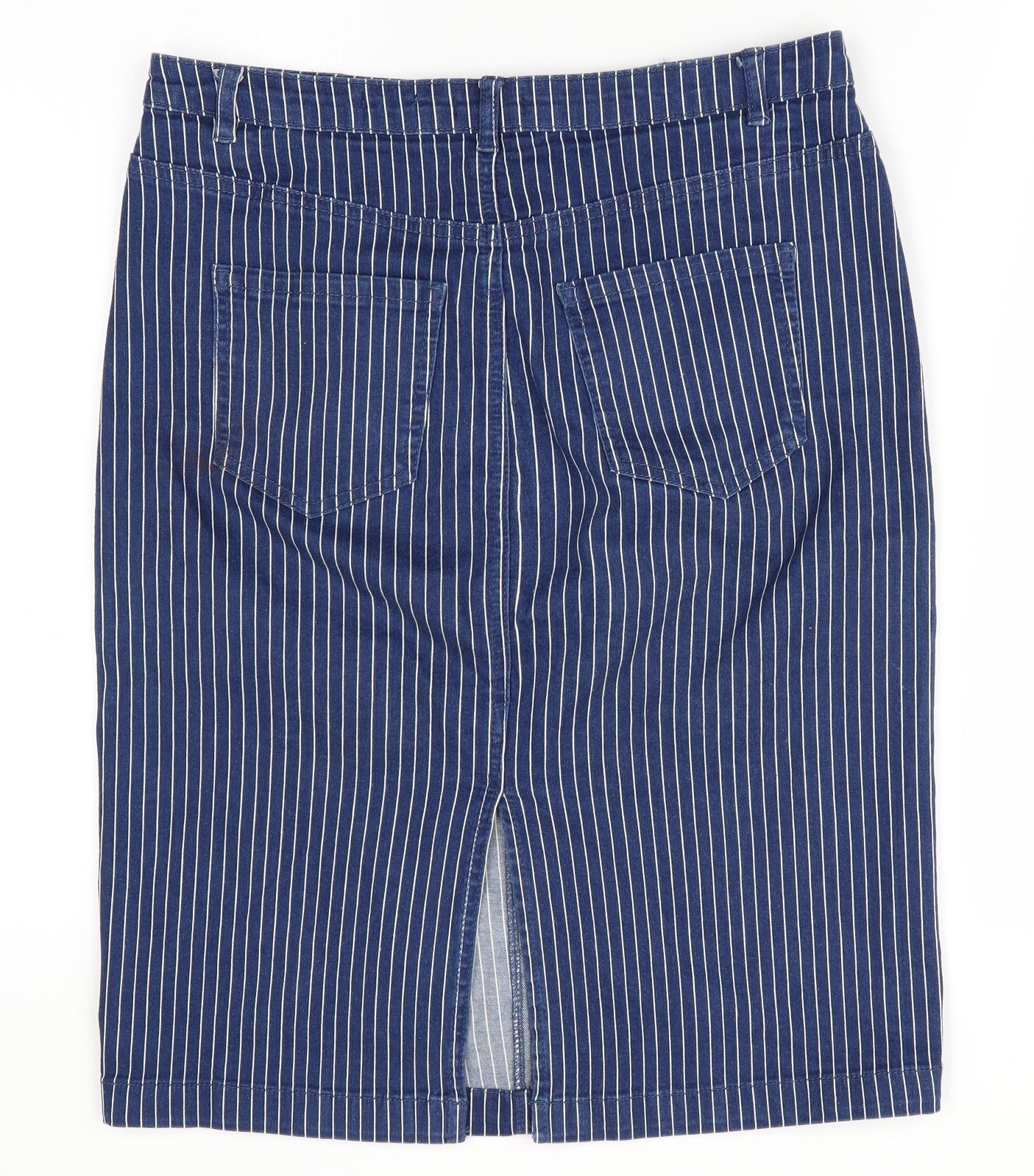 Denim by TU Womens Blue Striped  Straight & Pencil Skirt Size 10