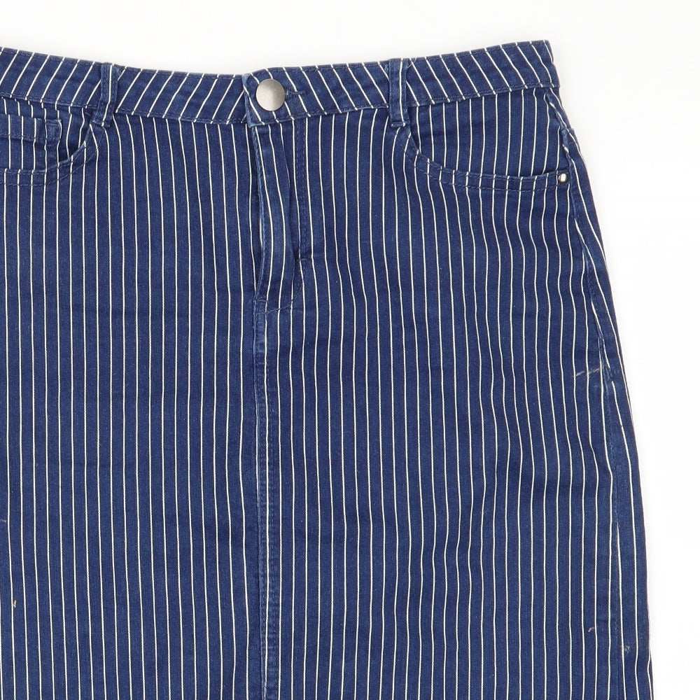 Denim by TU Womens Blue Striped  Straight & Pencil Skirt Size 10