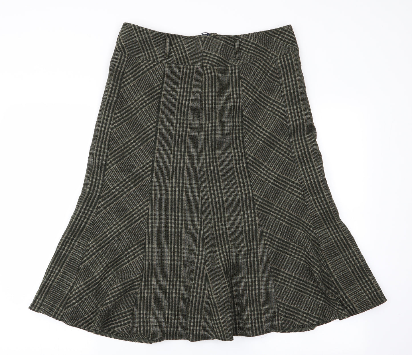 Marks and Spencer Womens Green Check  Flare Skirt Size 12