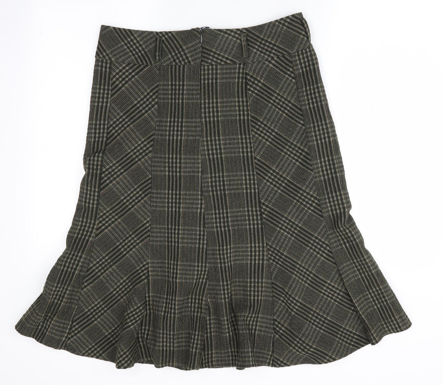 Marks and Spencer Womens Green Check  Flare Skirt Size 12