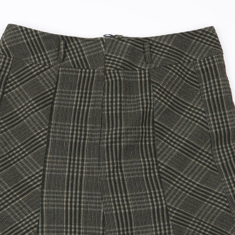 Marks and Spencer Womens Green Check  Flare Skirt Size 12