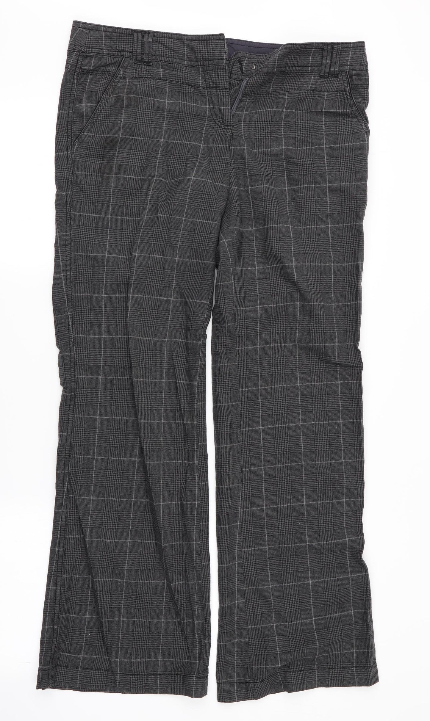 Authentic Womens Grey Check  Trousers  Size 10 L31 in - Wide Legged