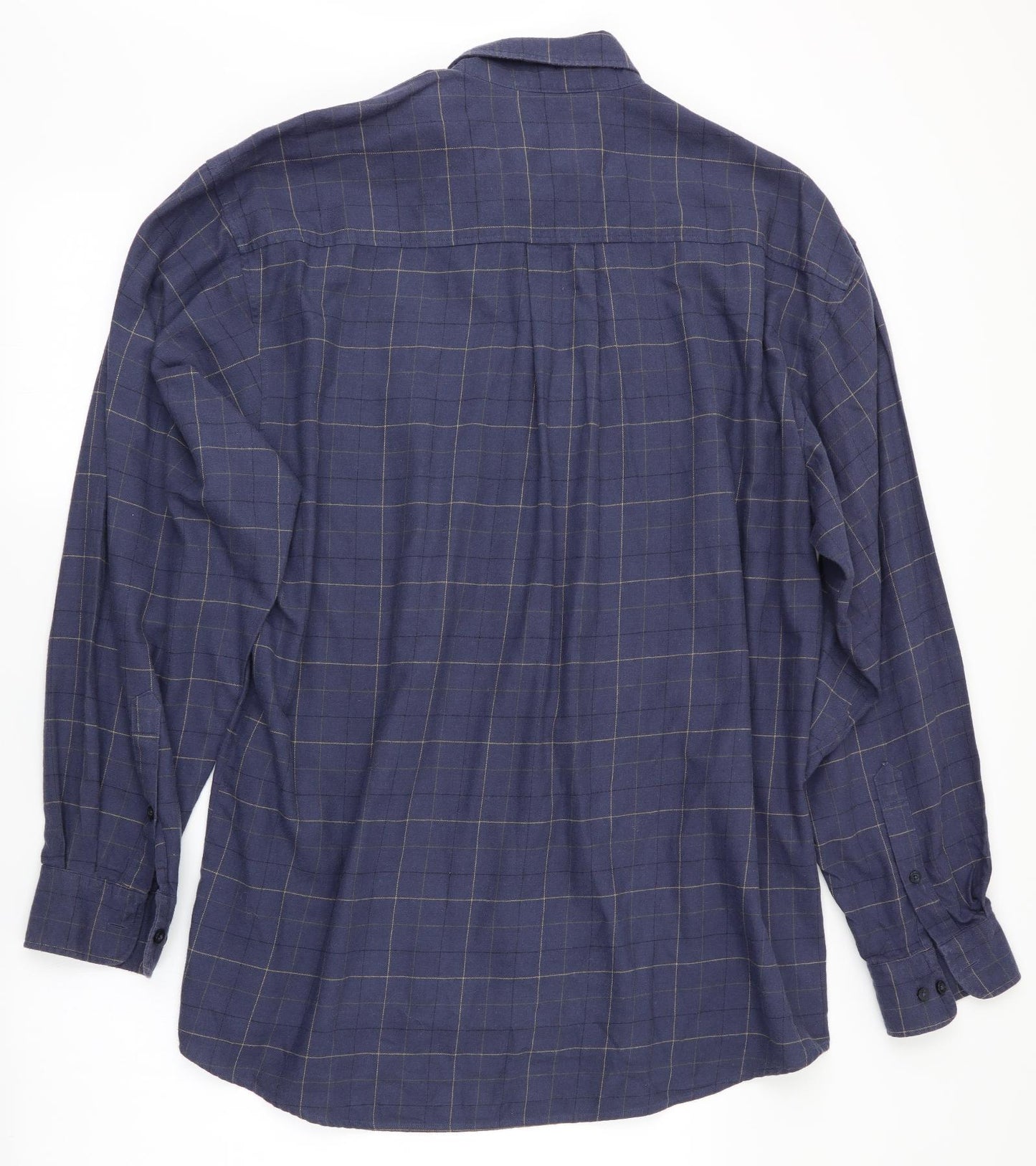 Camel Collection Mens Blue Check   Button-Up Size L