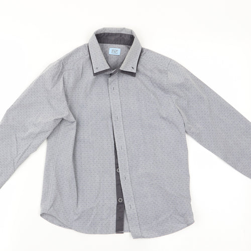 Florence and Fred Boys Grey Polka Dot  Basic Dress Shirt Size 6-7 Years