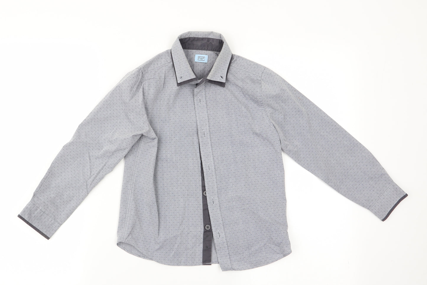Florence and Fred Boys Grey Polka Dot  Basic Dress Shirt Size 6-7 Years