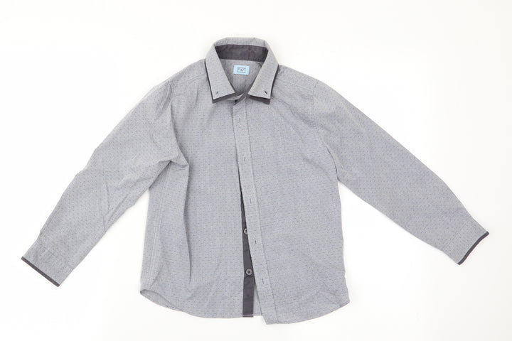 Florence and Fred Boys Grey Polka Dot  Basic Dress Shirt Size 6-7 Years