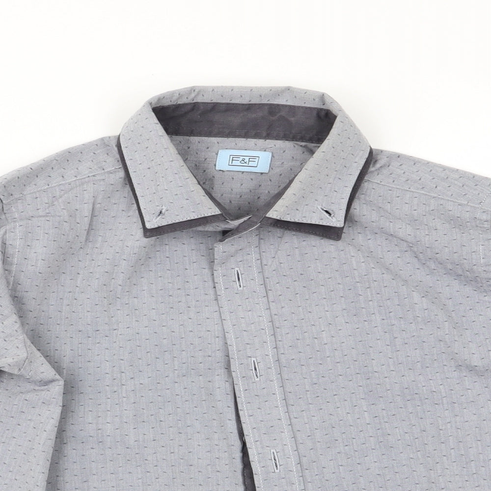 Florence and Fred Boys Grey Polka Dot  Basic Dress Shirt Size 6-7 Years