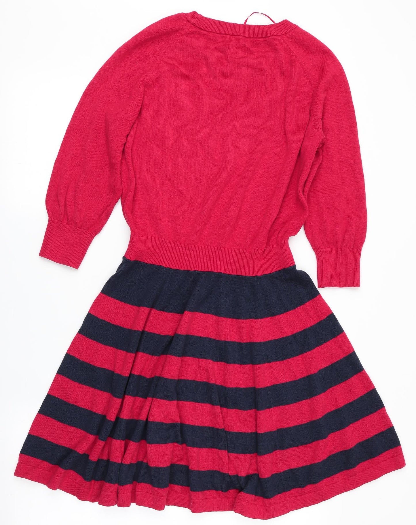 Kew 159 Womens Red Striped  Jumper Dress  Size M  - Fit & Flare style dress
