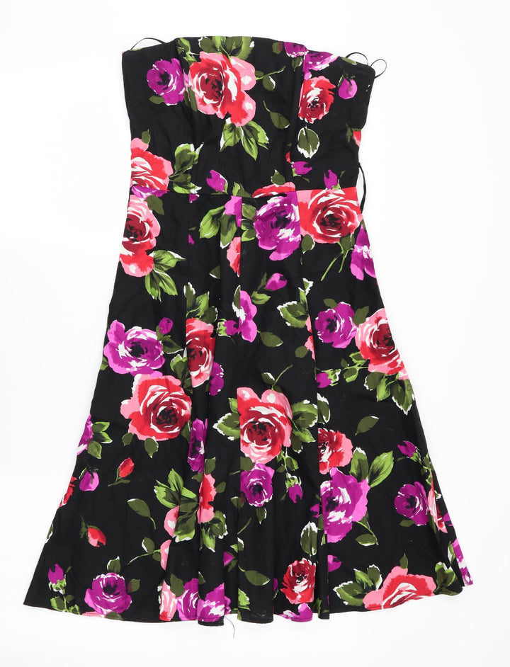 New Look Womens Black Floral Fit & Flare Size 10