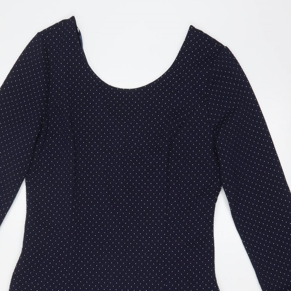 Yessica Womens Blue Polka Dot  Fit & Flare  Size 8