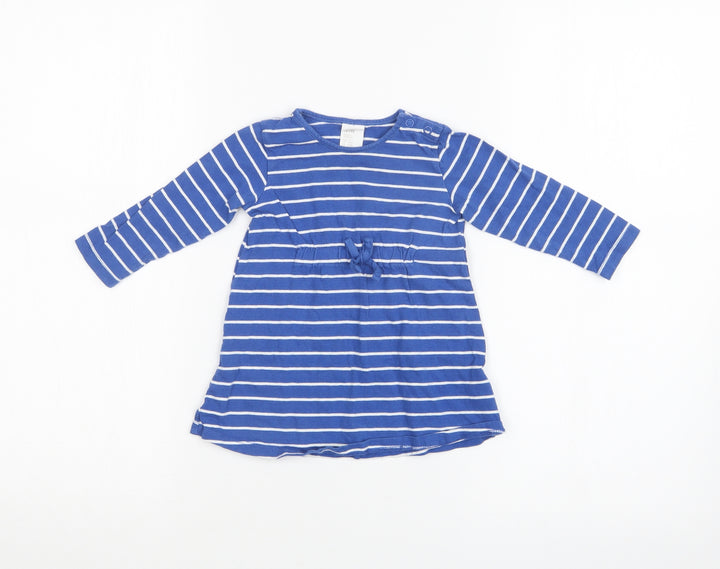 H&M Girls Blue Striped T-Shirt Dress Size 6-9 Months