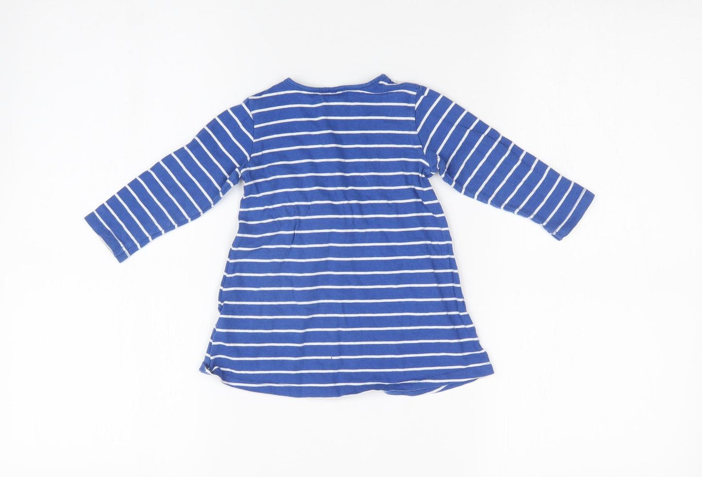 H&M Girls Blue Striped  T-Shirt Dress  Size 6-9 Months