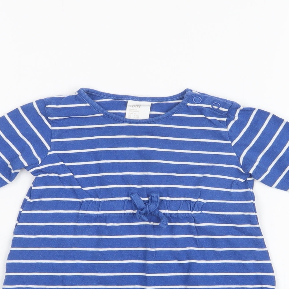 H&M Girls Blue Striped  T-Shirt Dress  Size 6-9 Months