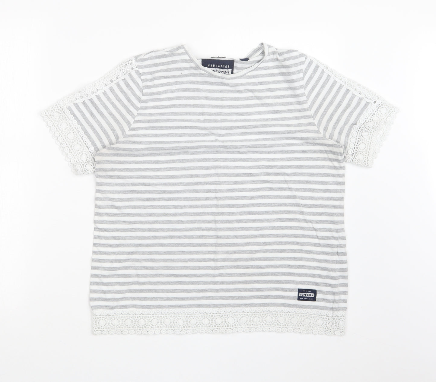 Superdry Womens Multicoloured Striped  Basic T-Shirt Size 12