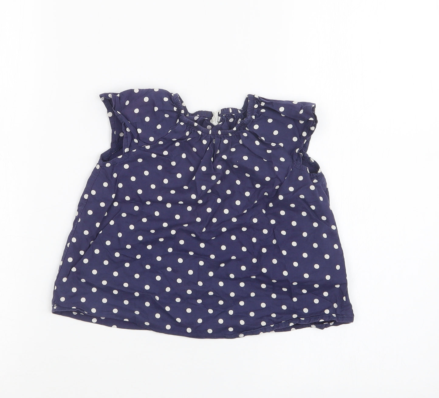 H&M Girls Blue Polka Dot  Basic T-Shirt Size 12-18 Months