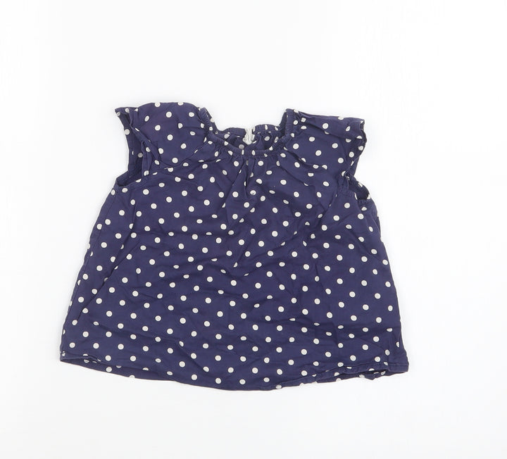 H&M Girls Blue Polka Dot  Basic T-Shirt Size 12-18 Months