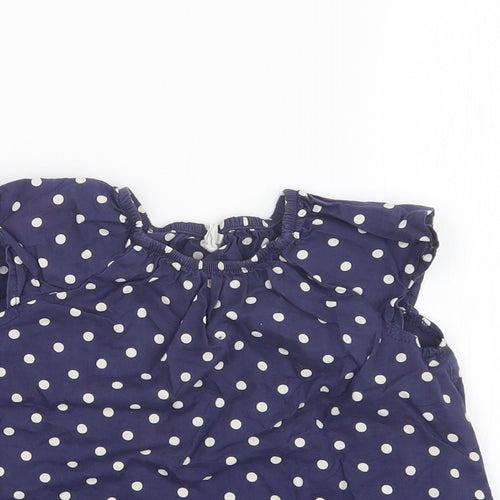 H&M Girls Blue Polka Dot  Basic T-Shirt Size 12-18 Months