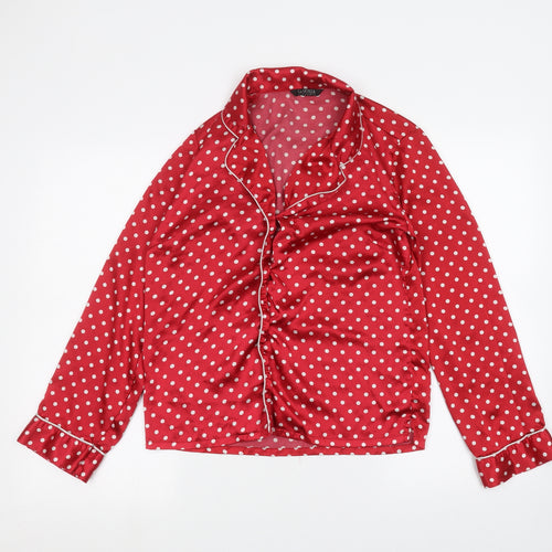La Senza Womens Red Polka Dot  Basic Button-Up Size S