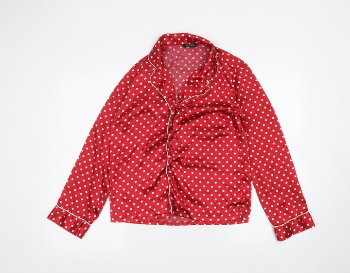 La Senza Womens Red Polka Dot Basic Button-Up Size S