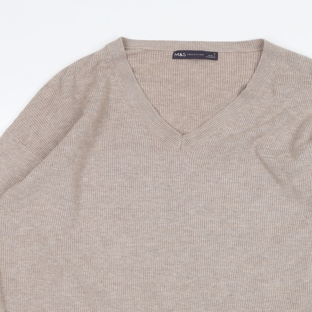 Marks and Spencer Womens Beige   Basic T-Shirt Size S