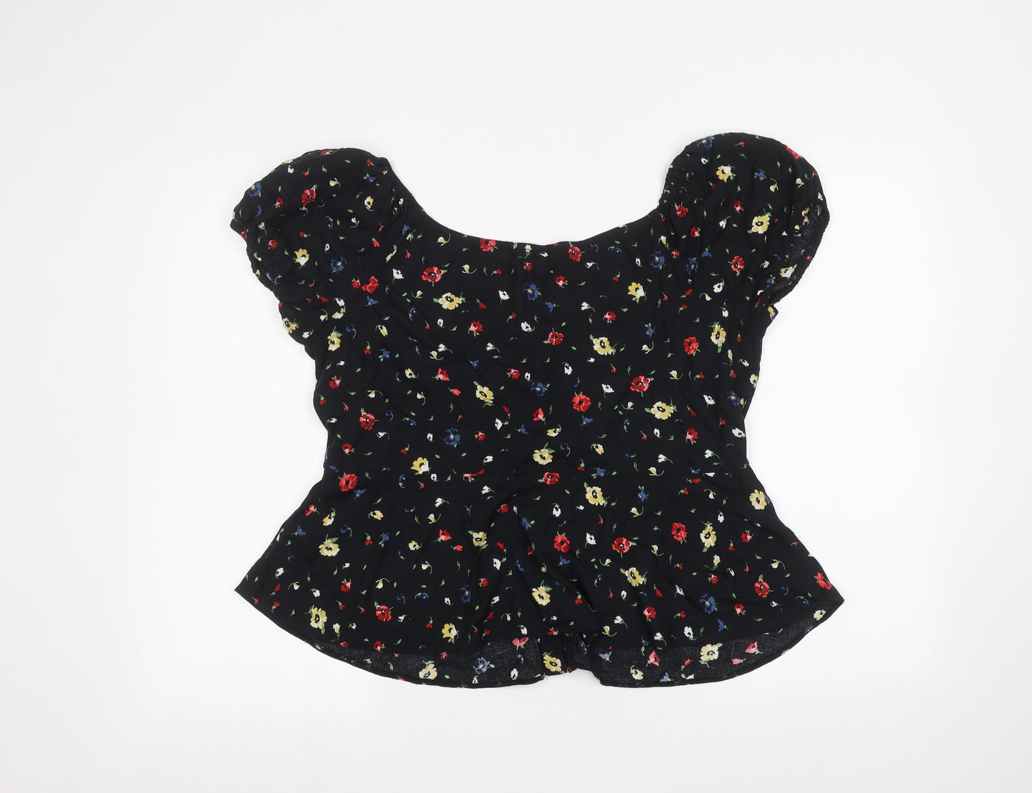 Dorothy Perkins Womens Black Floral  Basic Button-Up Size 16