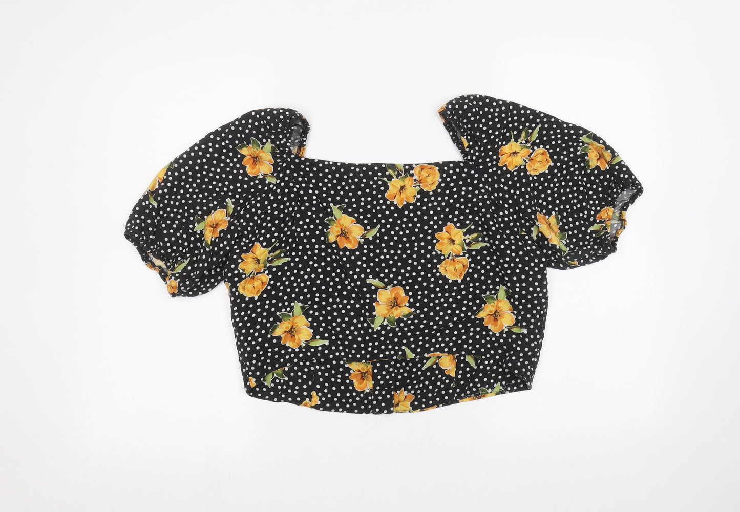 New Look Womens Black Floral  Basic Button-Up Size 16