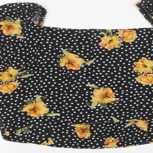 New Look Womens Black Floral  Basic Button-Up Size 16