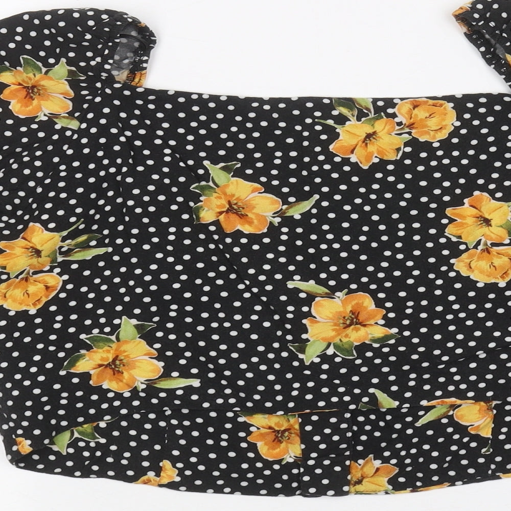 New Look Womens Black Floral  Basic Button-Up Size 16