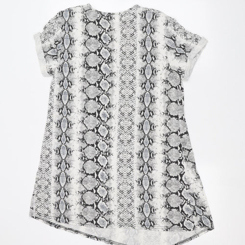 Boohoo Womens White Animal Print  Basic T-Shirt Size 14