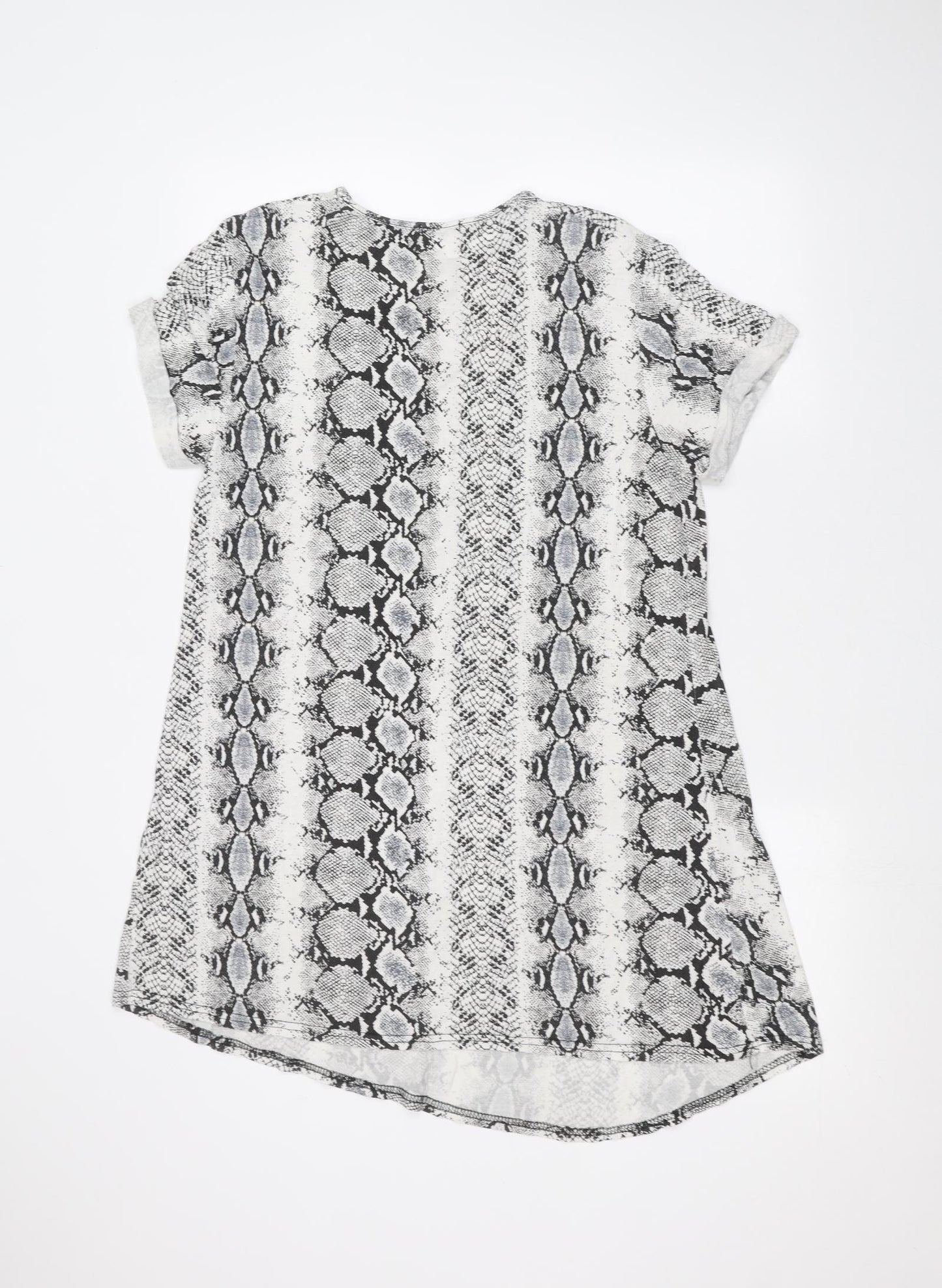 Boohoo Womens White Animal Print  Basic T-Shirt Size 14