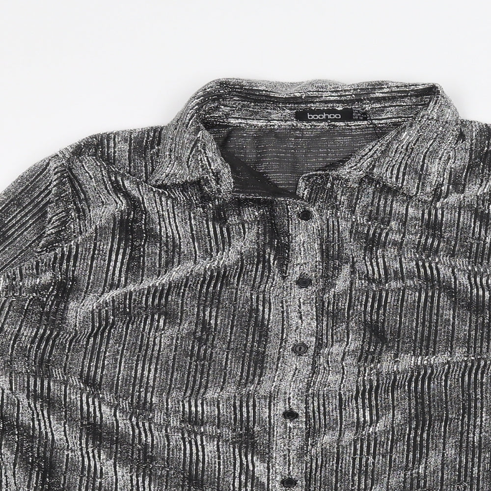 Boohoo Womens Silver   Basic Button-Up Size 16