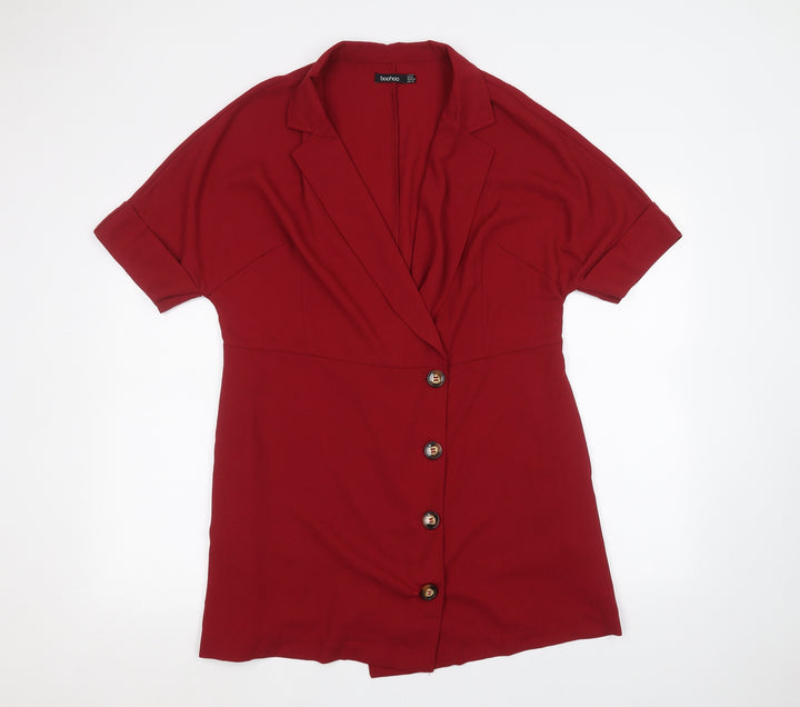 Boohoo Womens Red Jacket Coatigan Size 16