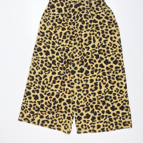 Boohoo Womens Yellow Animal Print  Trousers  Size 14 L21 in