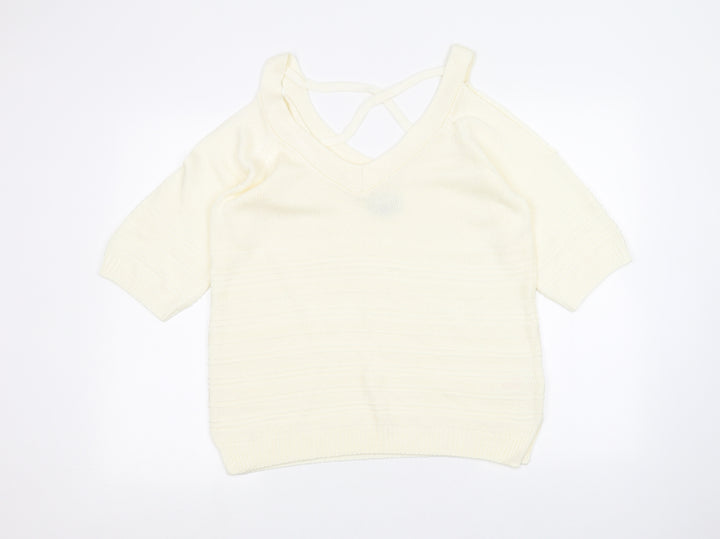 F&F Womens White Pullover Jumper Size 14