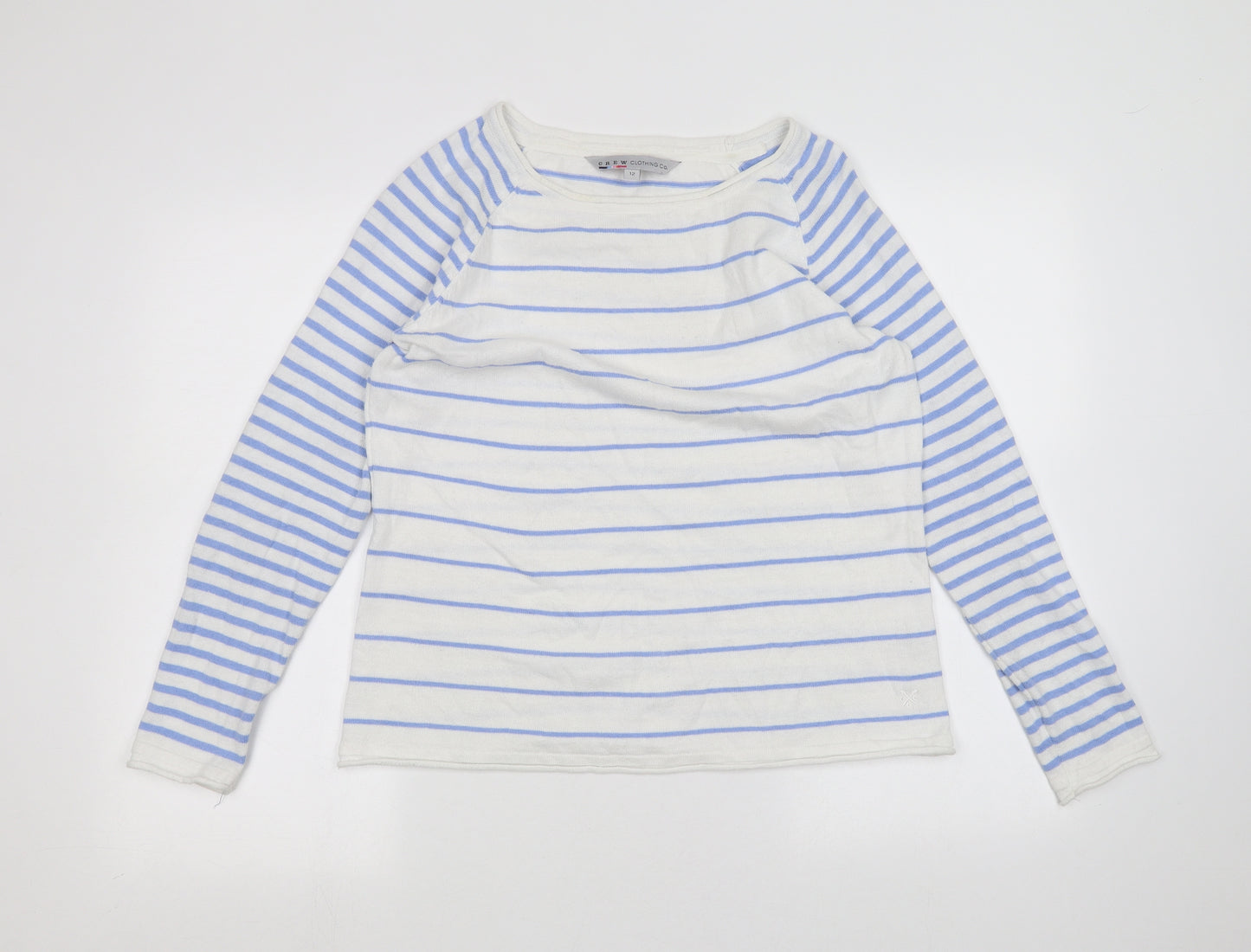 Crew Clothing Womens White Striped  Basic T-Shirt Size 12