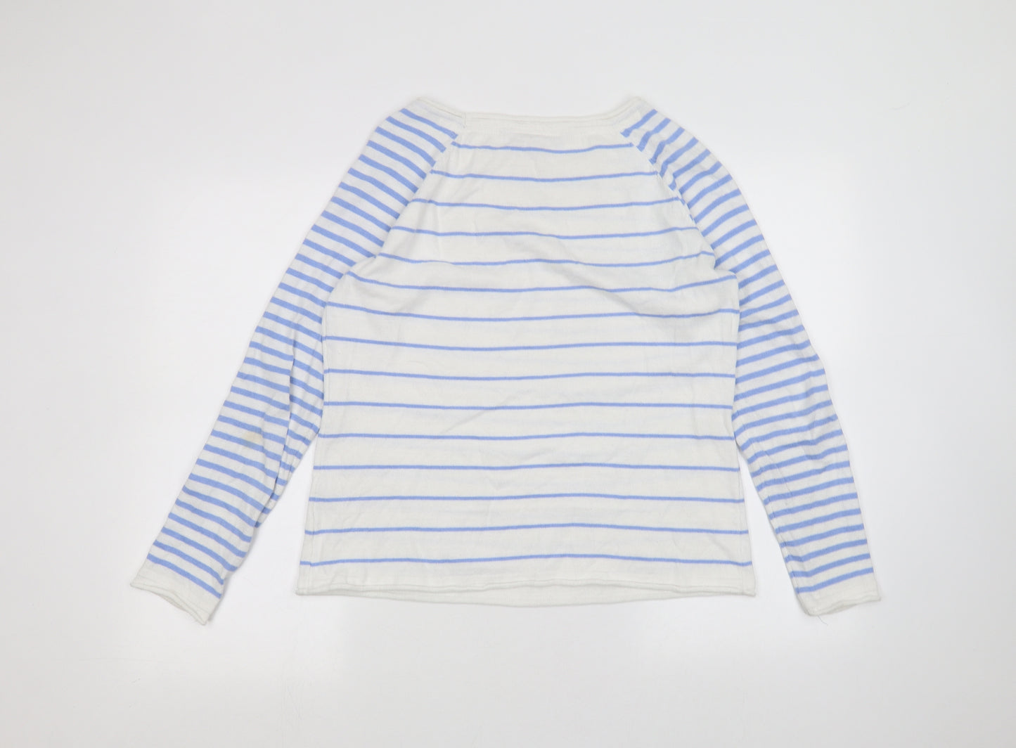 Crew Clothing Womens White Striped  Basic T-Shirt Size 12
